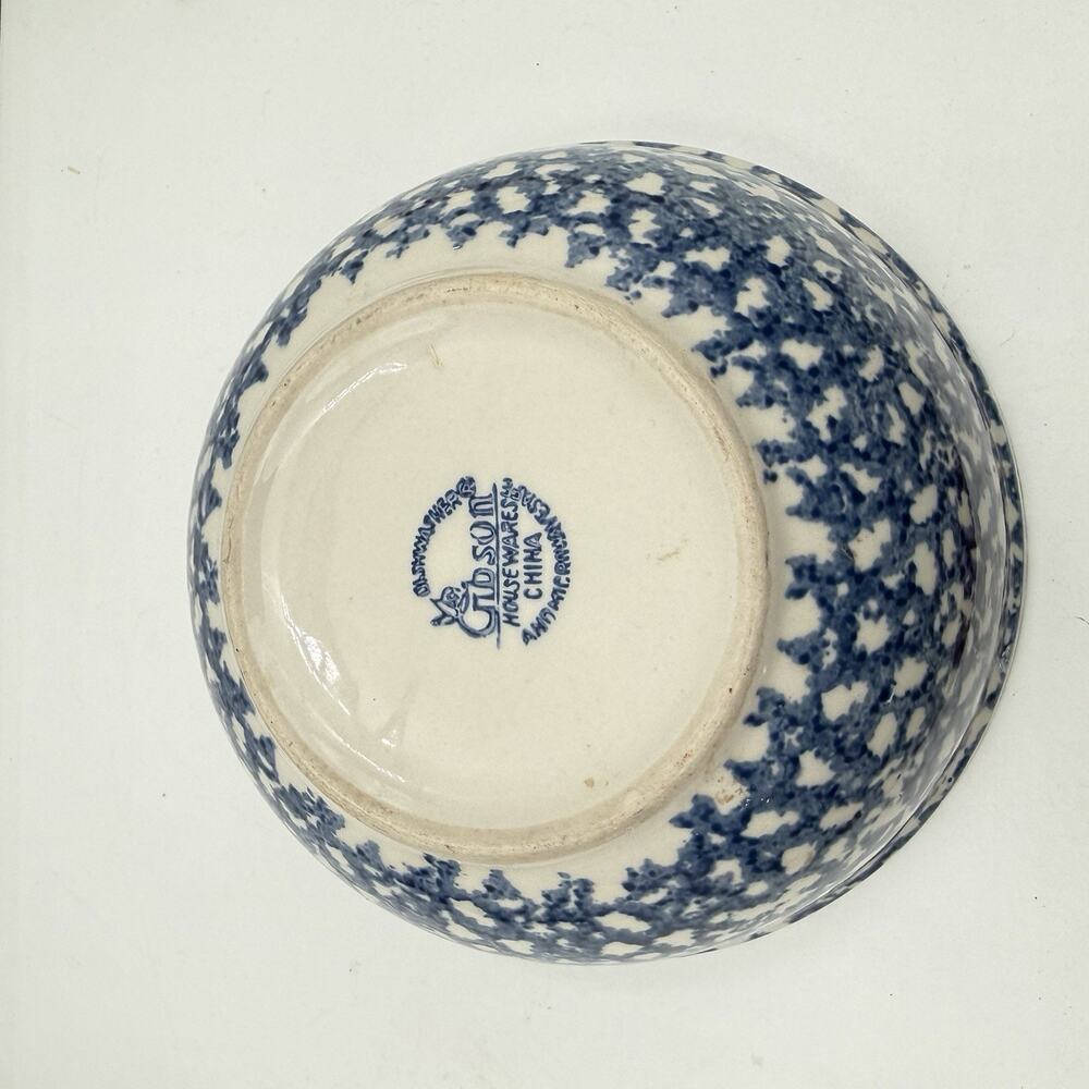 Gibson Blue Spongeware Soup Bowl - About 7"D EUC - Picture 5 of 7